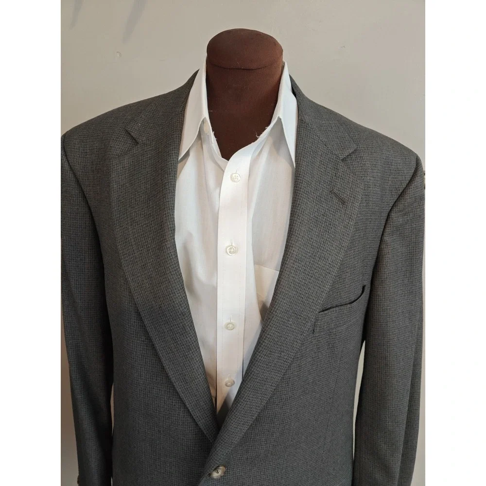 Bassano Mens Wool Sports Coat 45L Olive Gray Red Striped 2 Button Blazer Italy